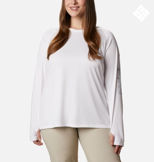Women's Columbia PFG Tidal Tee Hoodie White | Plus Size CA-R108A